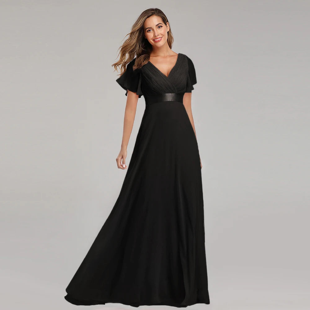 Elegant V-Neck Chiffon Gown