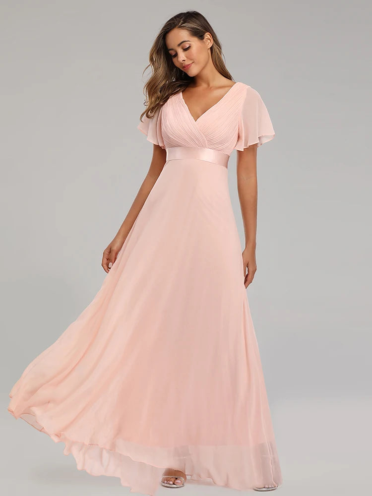 Elegant V-Neck Chiffon Gown