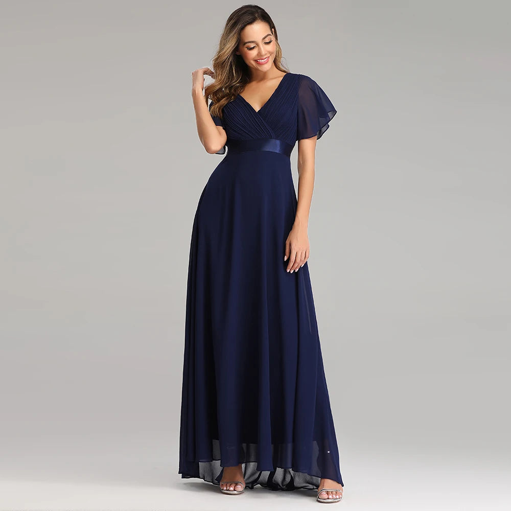 Elegant V-Neck Chiffon Gown