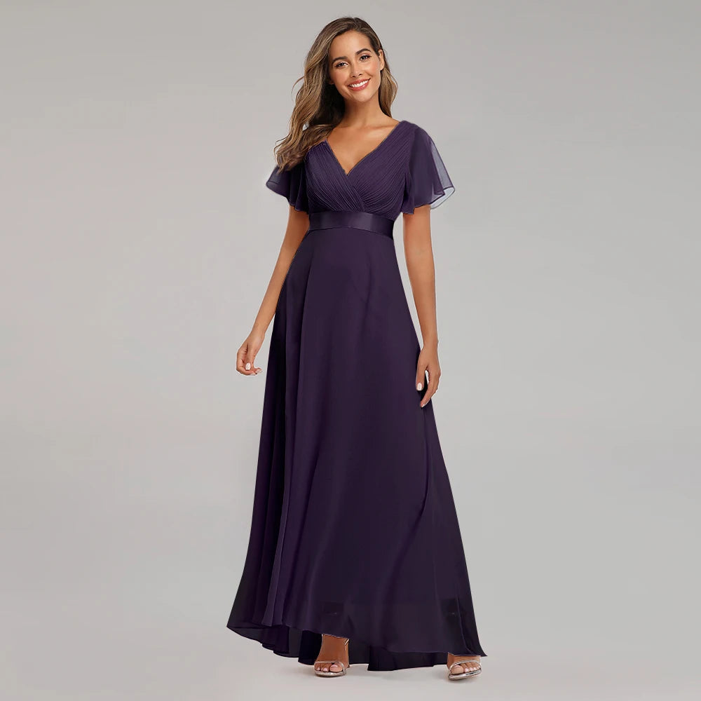 Elegant V-Neck Chiffon Gown