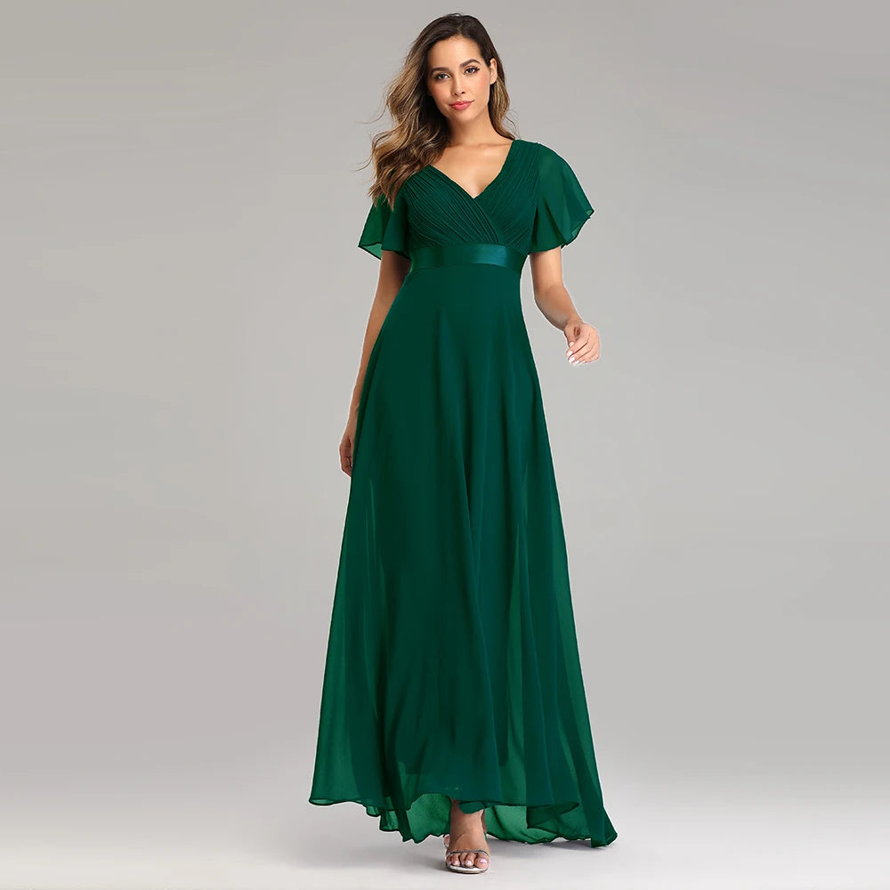 Elegant V-Neck Chiffon Gown