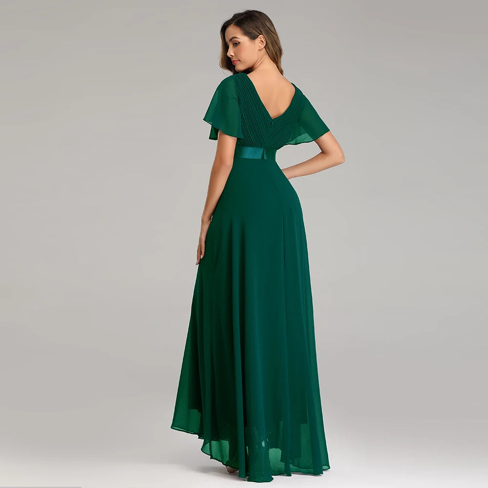 Elegant V-Neck Chiffon Gown