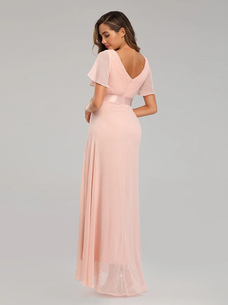 Elegant V-Neck Chiffon Gown