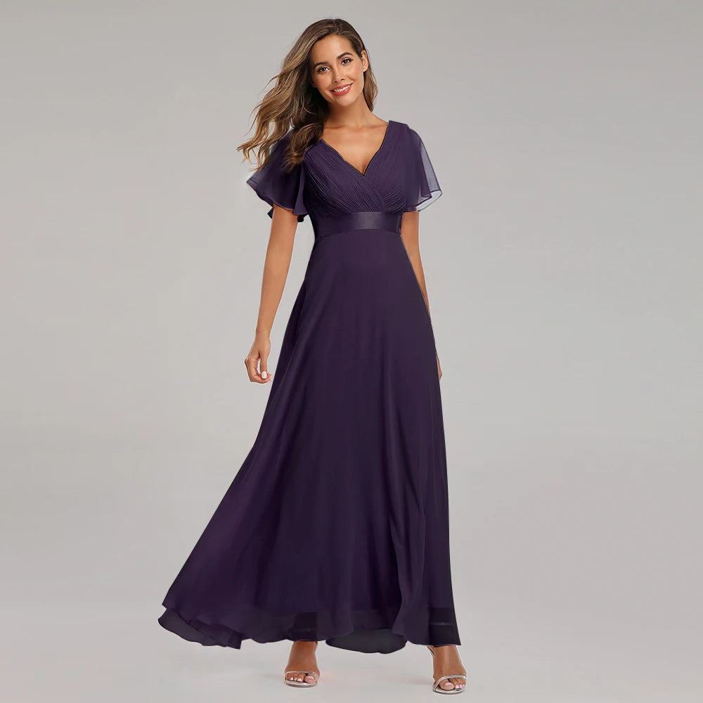Elegant V-Neck Chiffon Gown