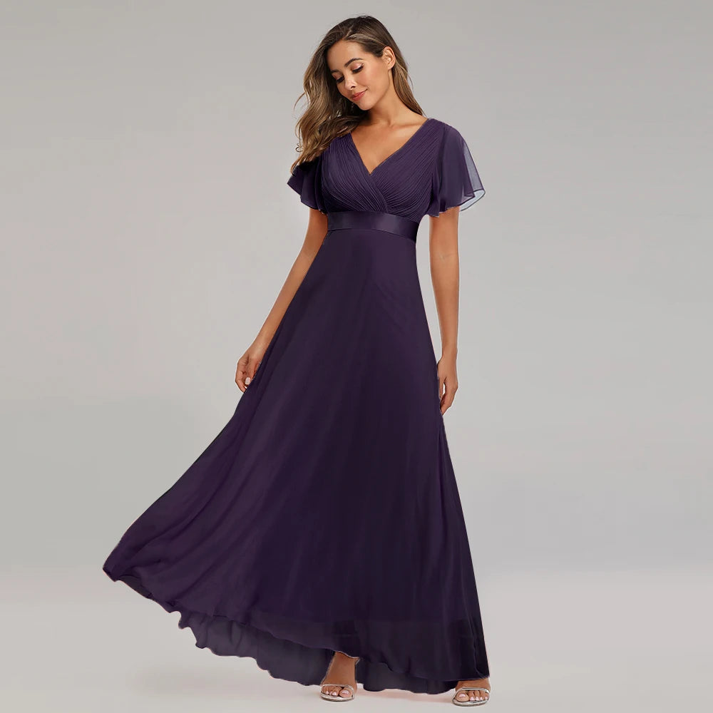 Elegant V-Neck Chiffon Gown