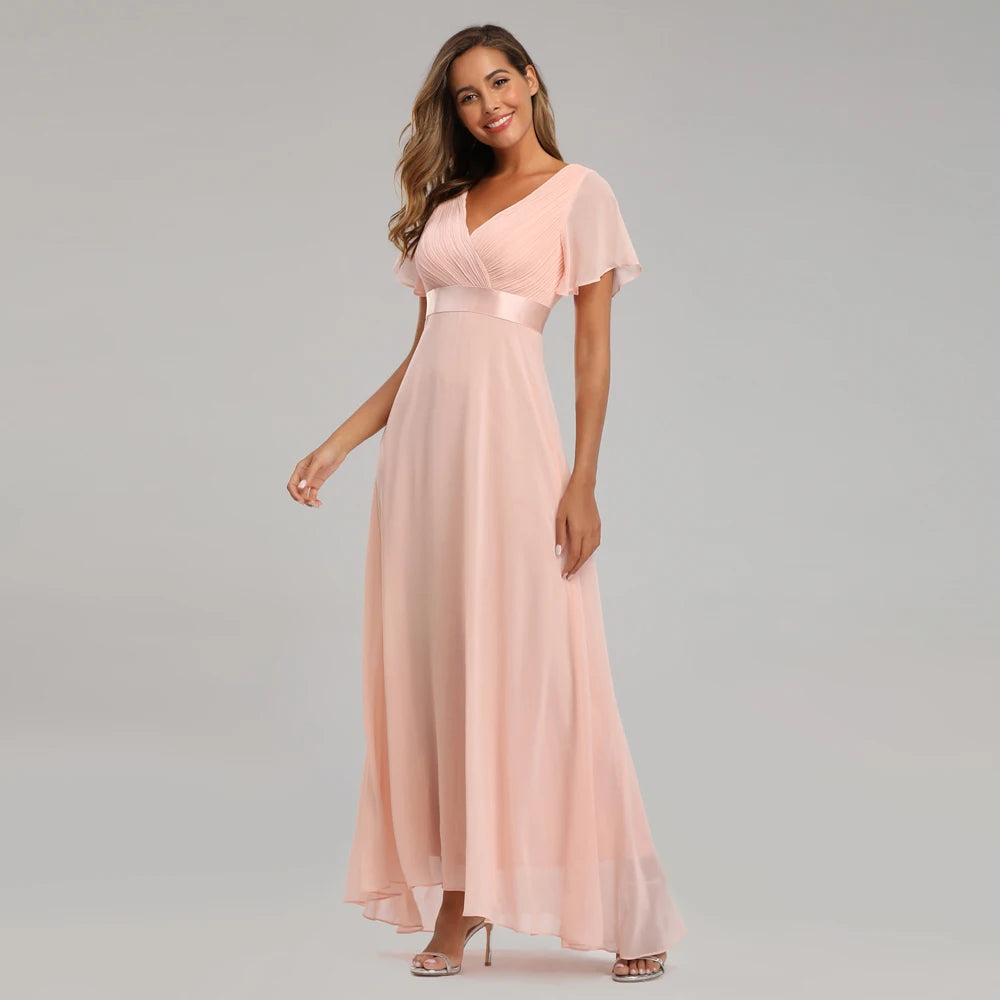 Elegant V-Neck Chiffon Gown