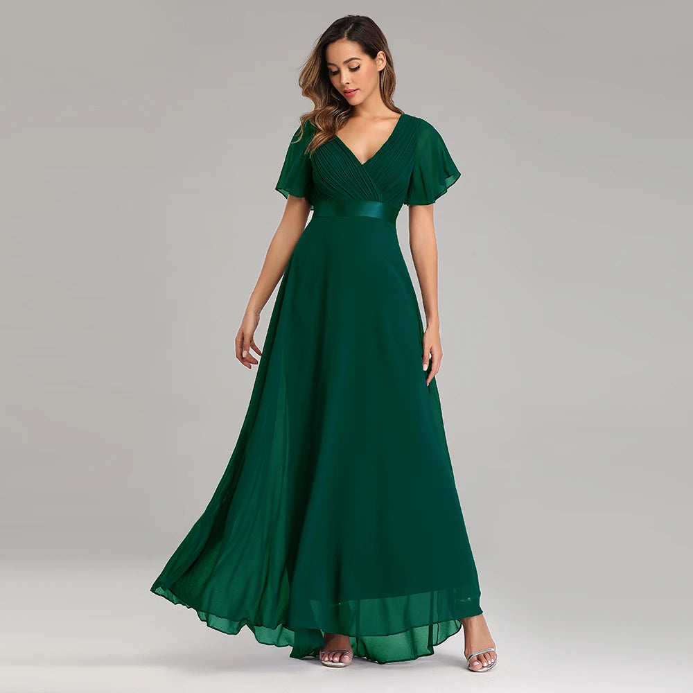 Elegant V-Neck Chiffon Gown