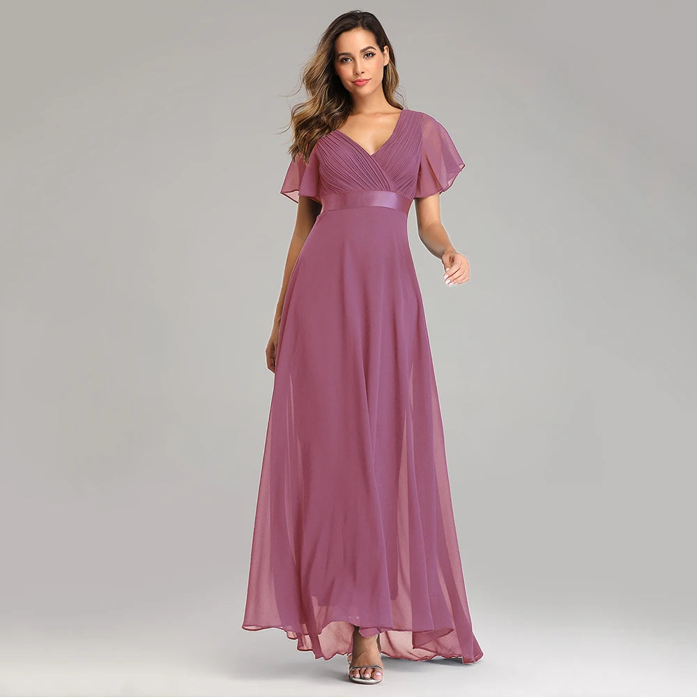 Elegant V-Neck Chiffon Gown
