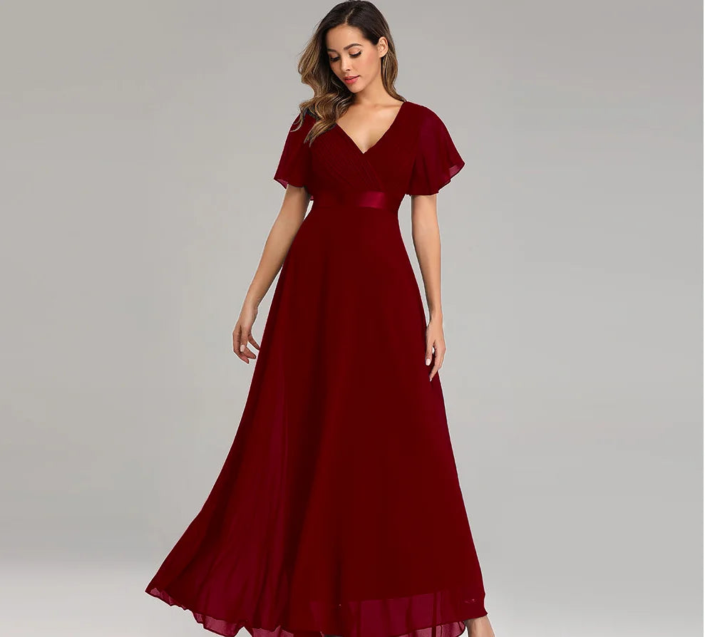 Elegant V-Neck Chiffon Gown