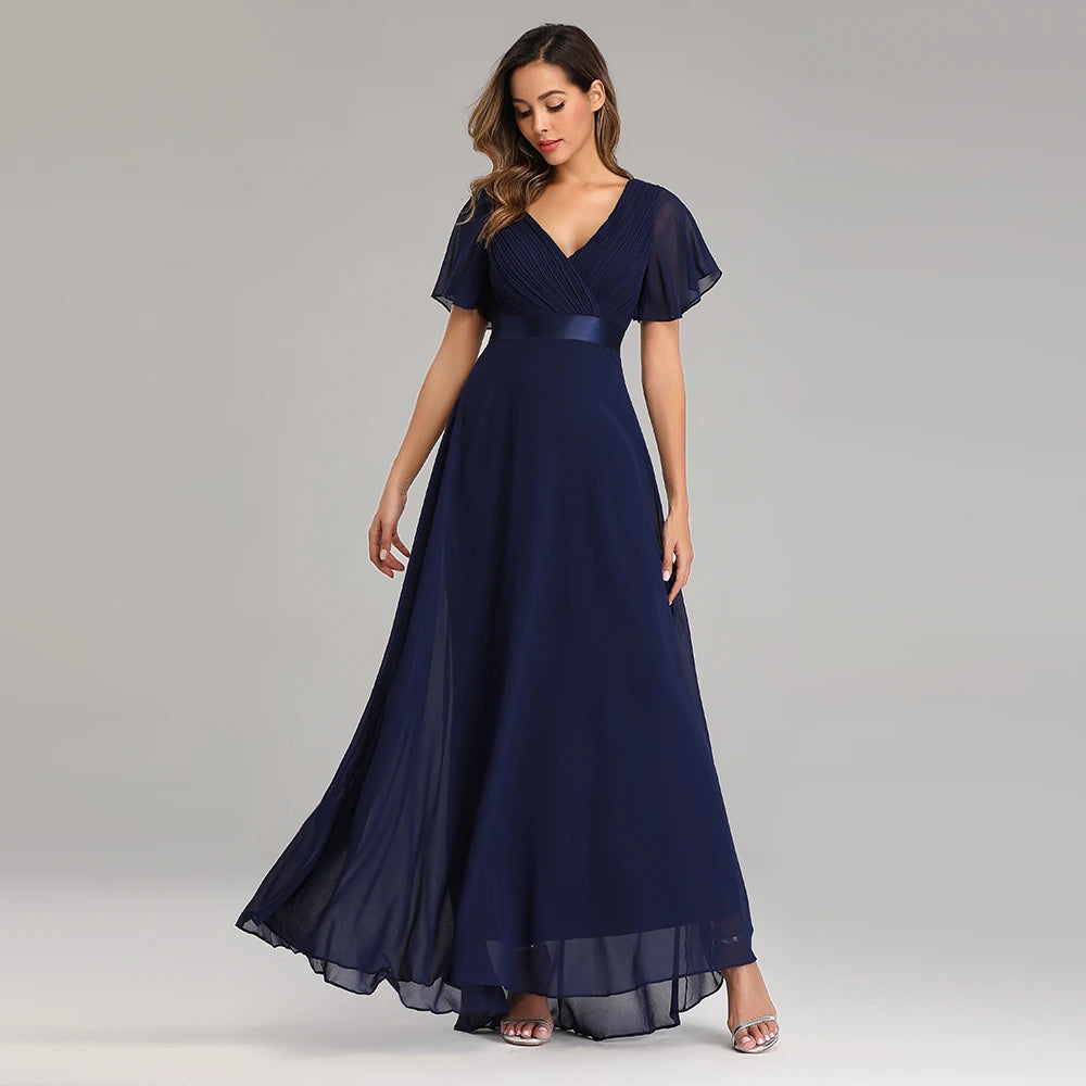 Elegant V-Neck Chiffon Gown