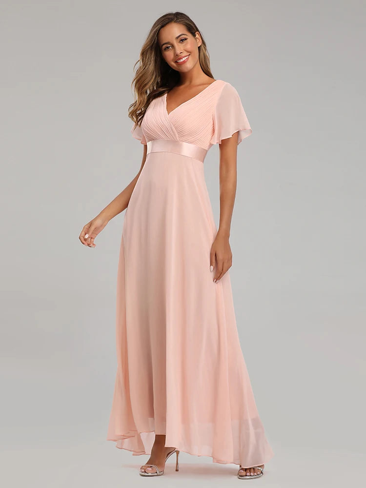 Elegant V-Neck Chiffon Gown