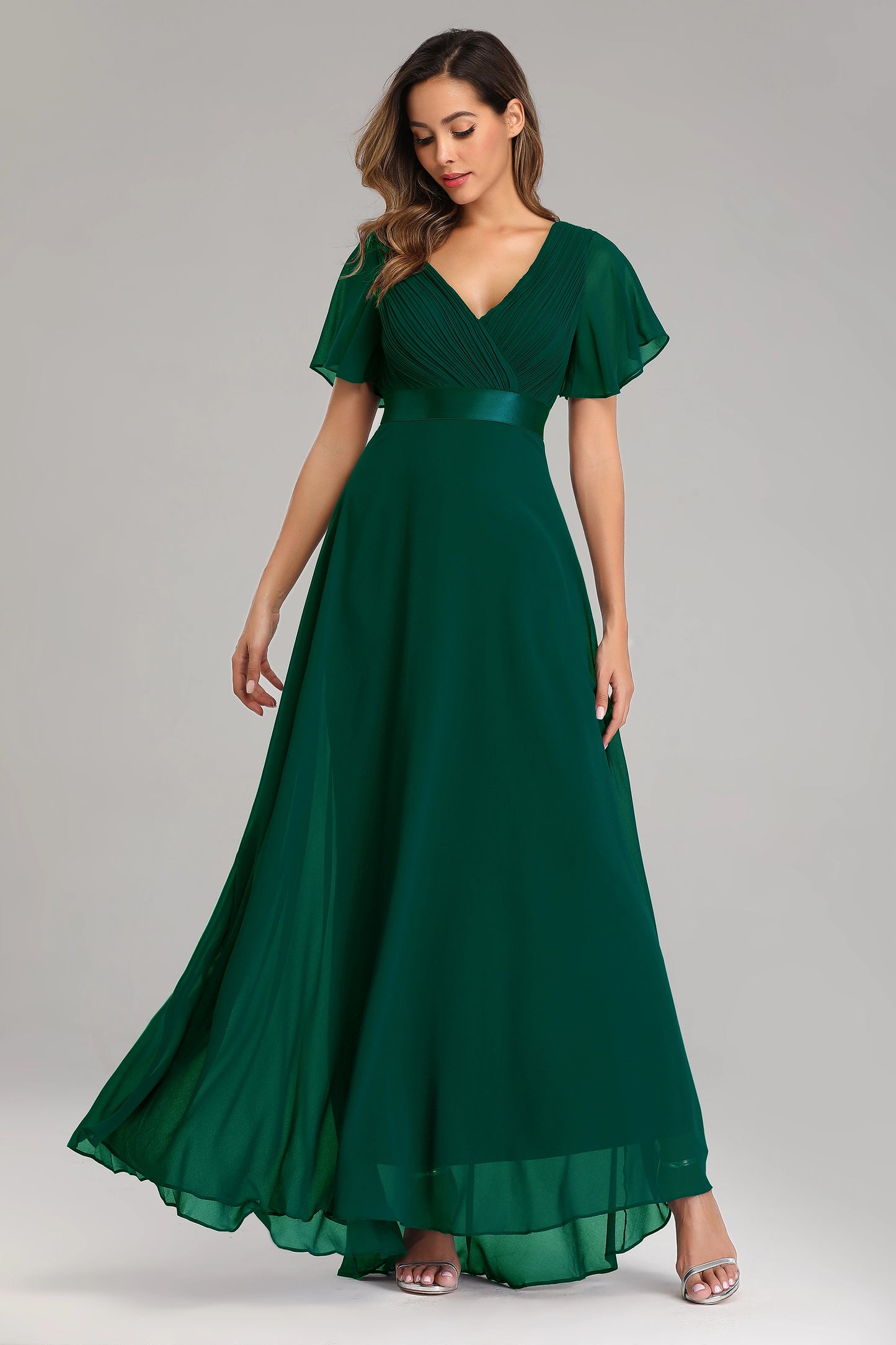 Elegant V-Neck Chiffon Gown