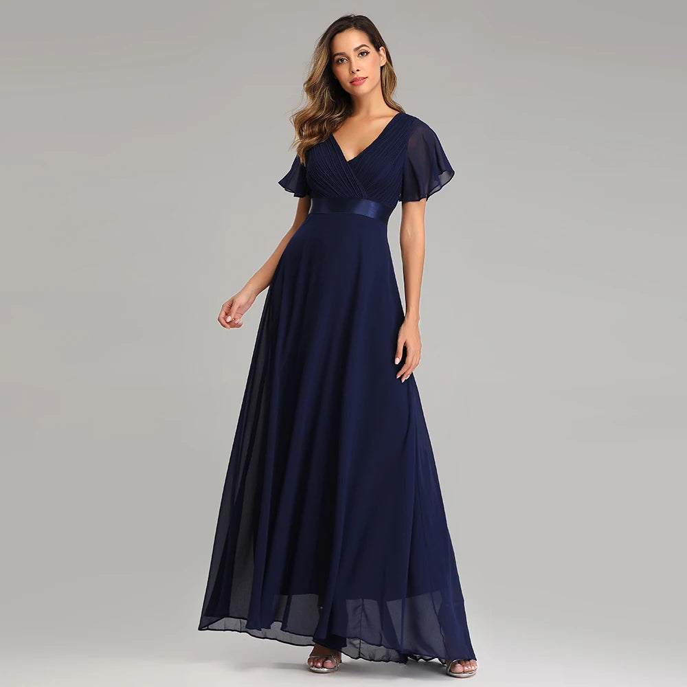 Elegant V-Neck Chiffon Gown