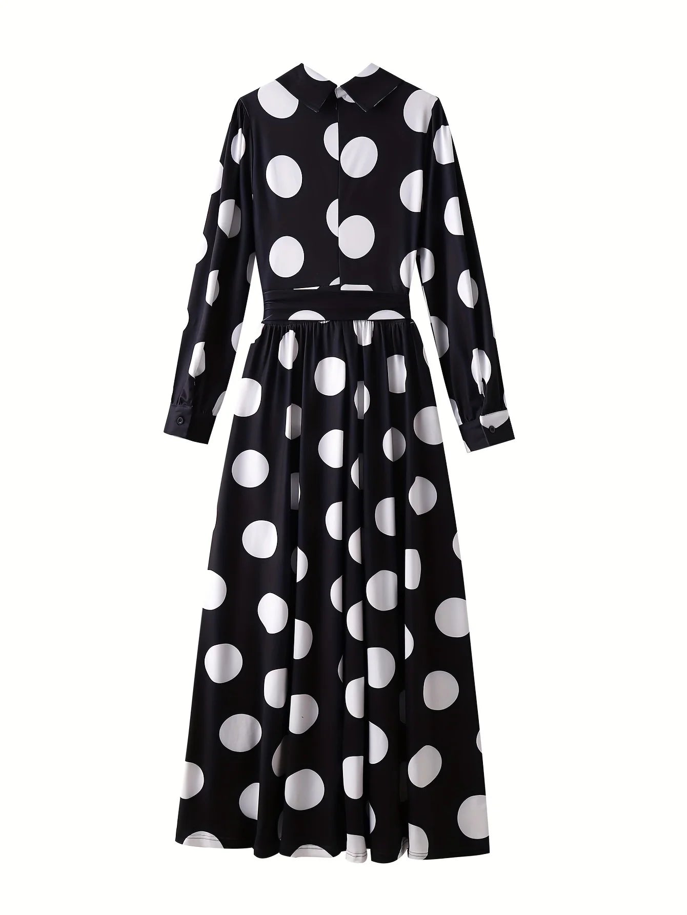 Long Sleeve Polka Dot Maxi Dress