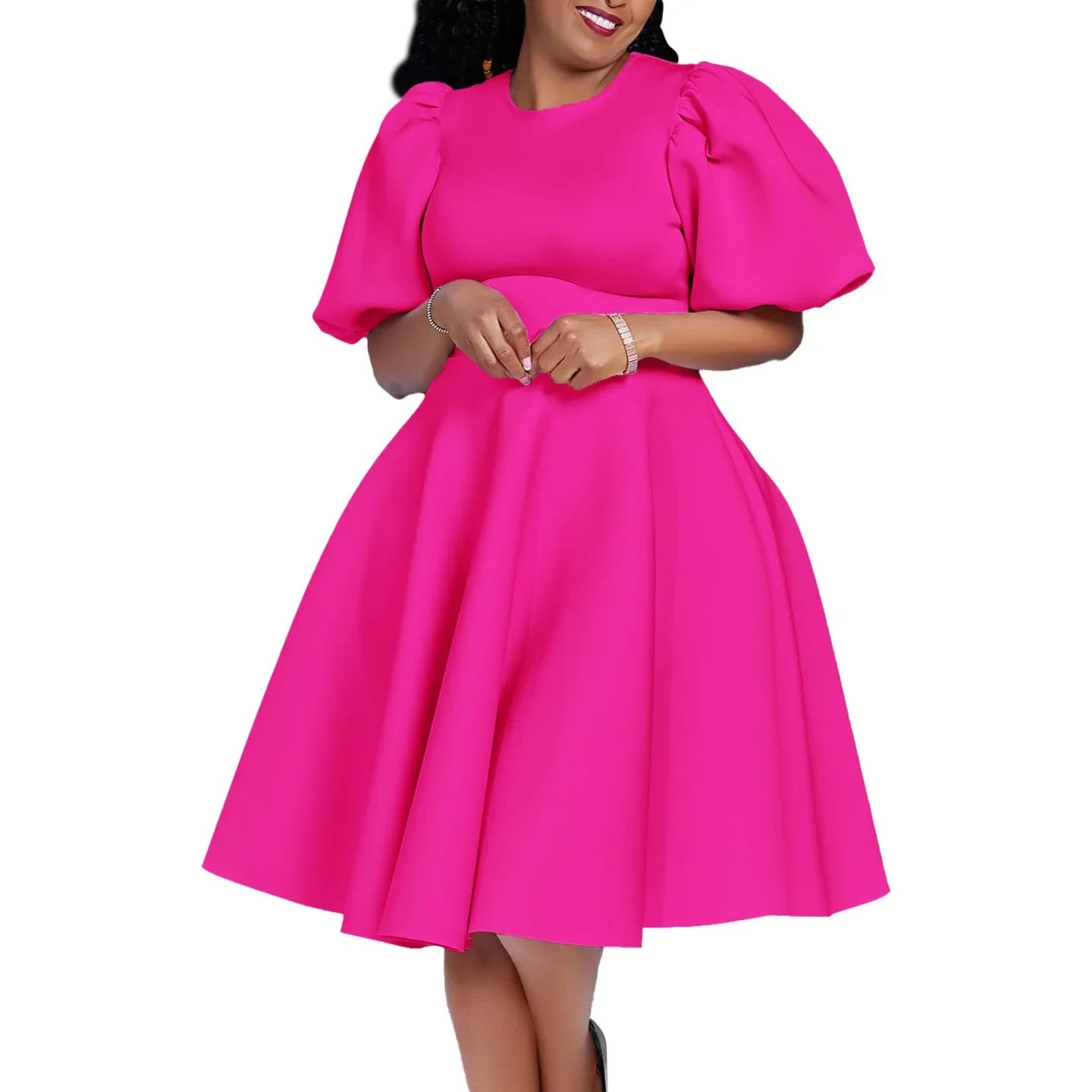 O Neck Short Sleeve Party Dress