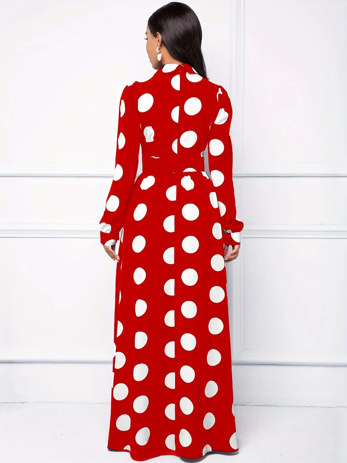 Long Sleeve Polka Dot Maxi Dress