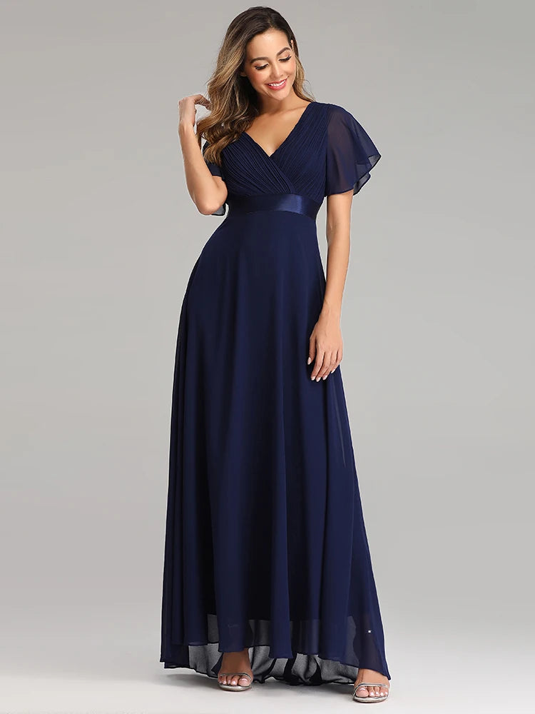 Elegant V-Neck Chiffon Gown