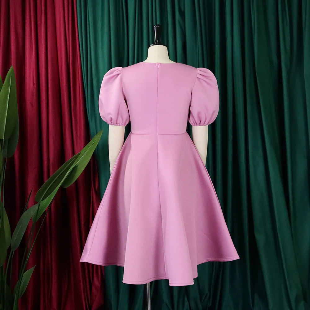 O Neck Short Sleeve Party Dress