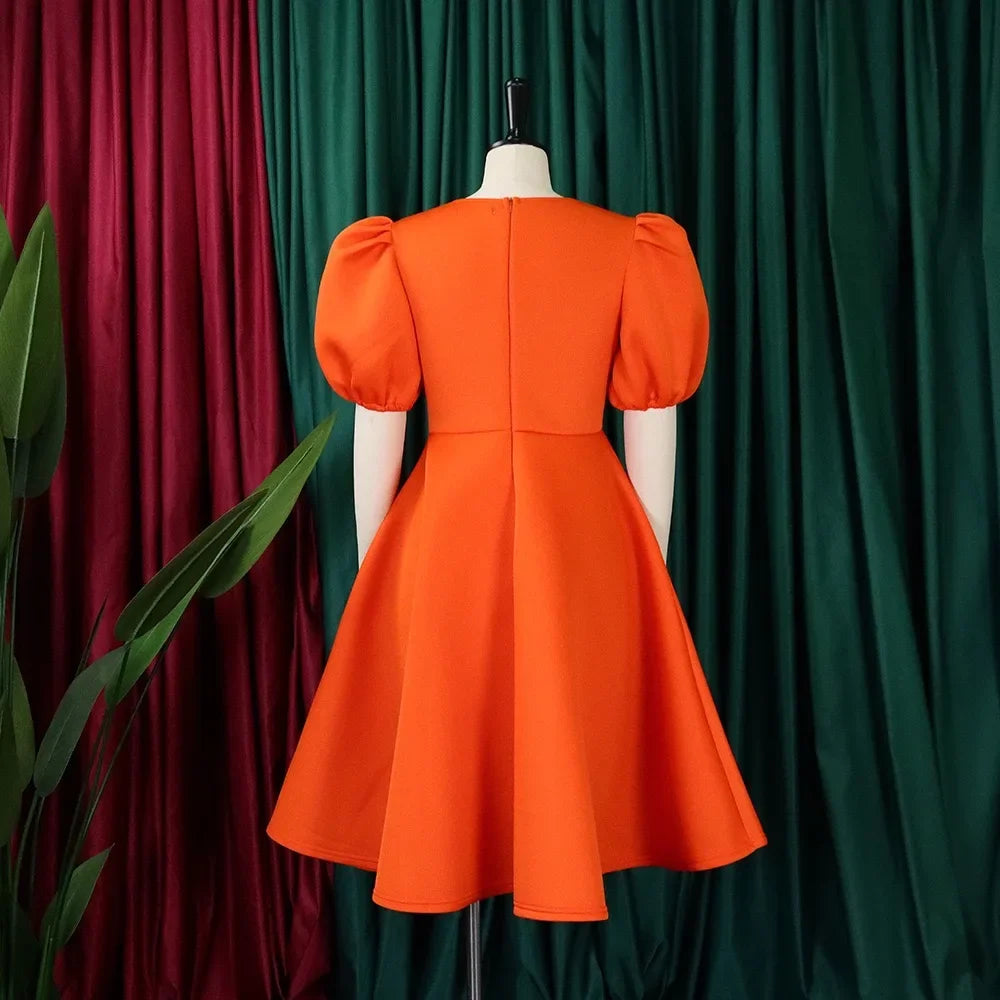 O Neck Short Sleeve Party Dress