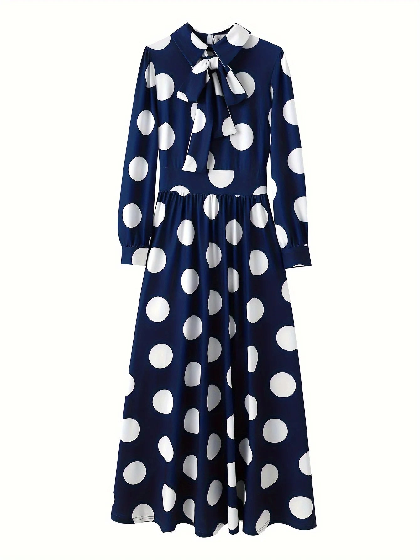 Long Sleeve Polka Dot Maxi Dress