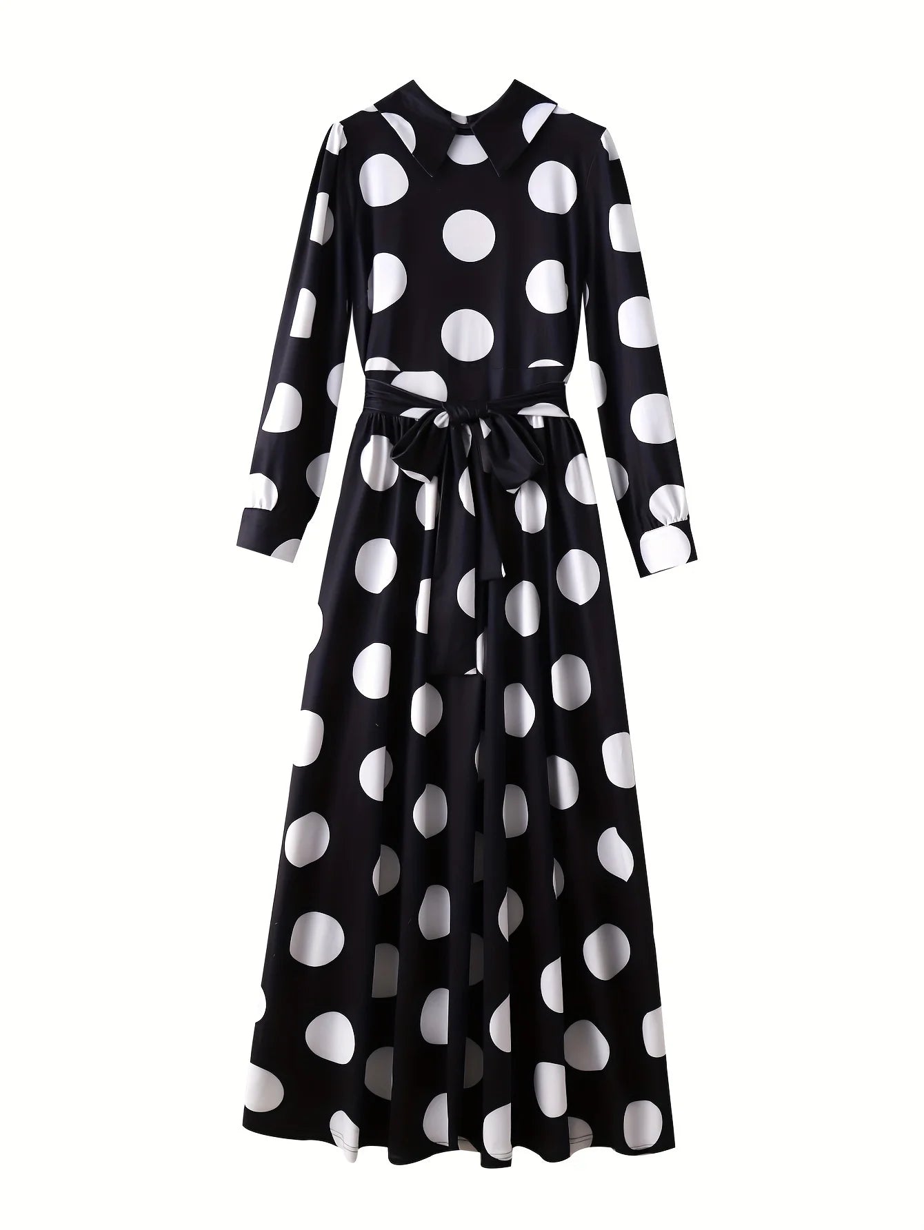 Long Sleeve Polka Dot Maxi Dress
