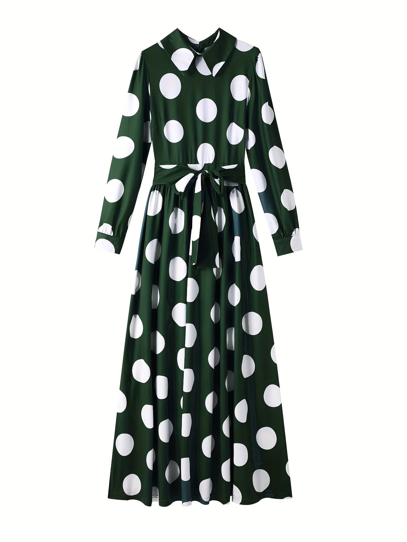 Long Sleeve Polka Dot Maxi Dress