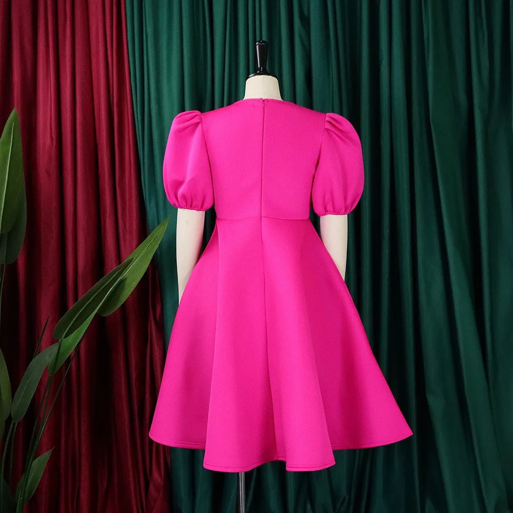 O Neck Short Sleeve Party Dress