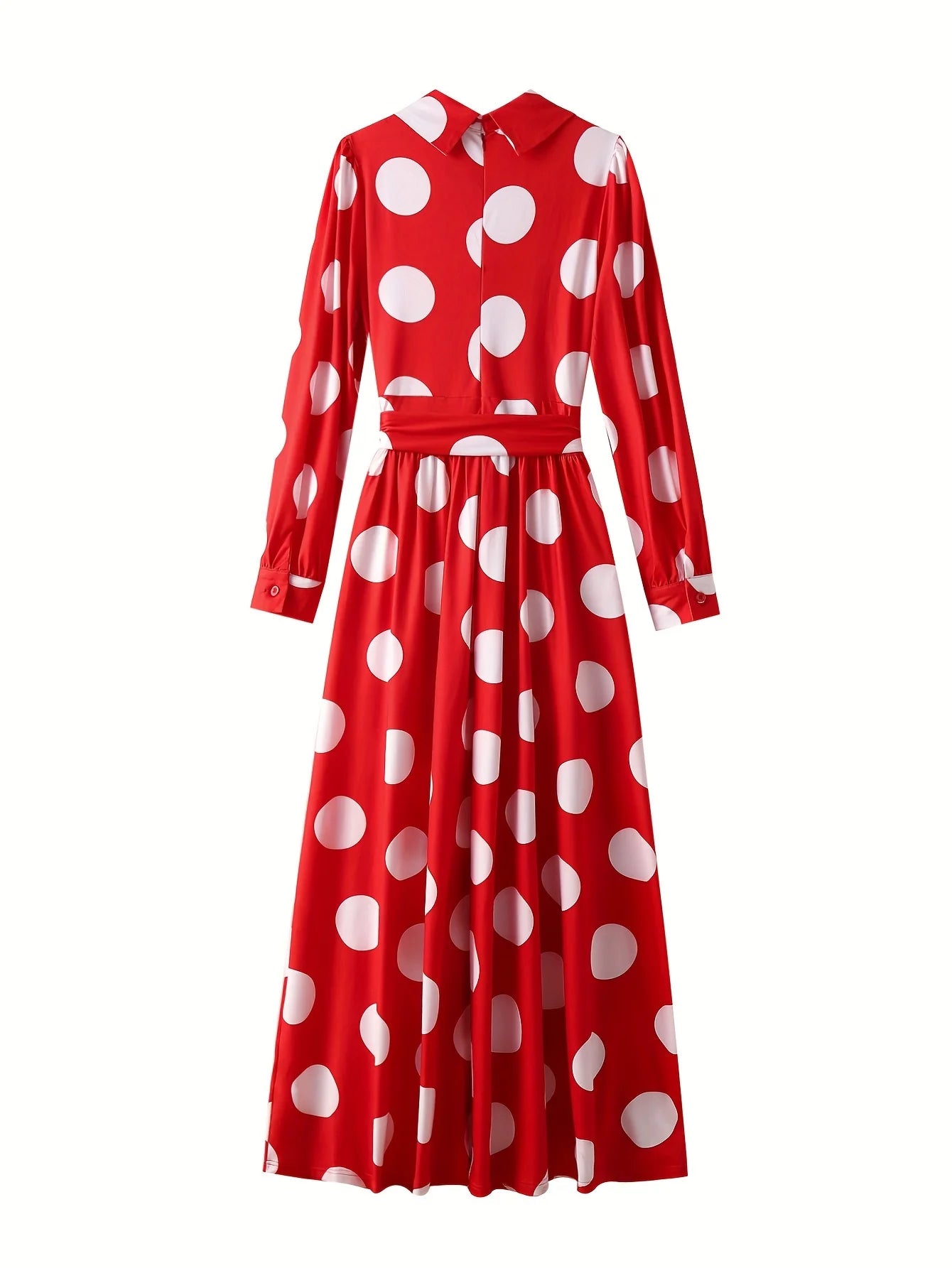 Long Sleeve Polka Dot Maxi Dress