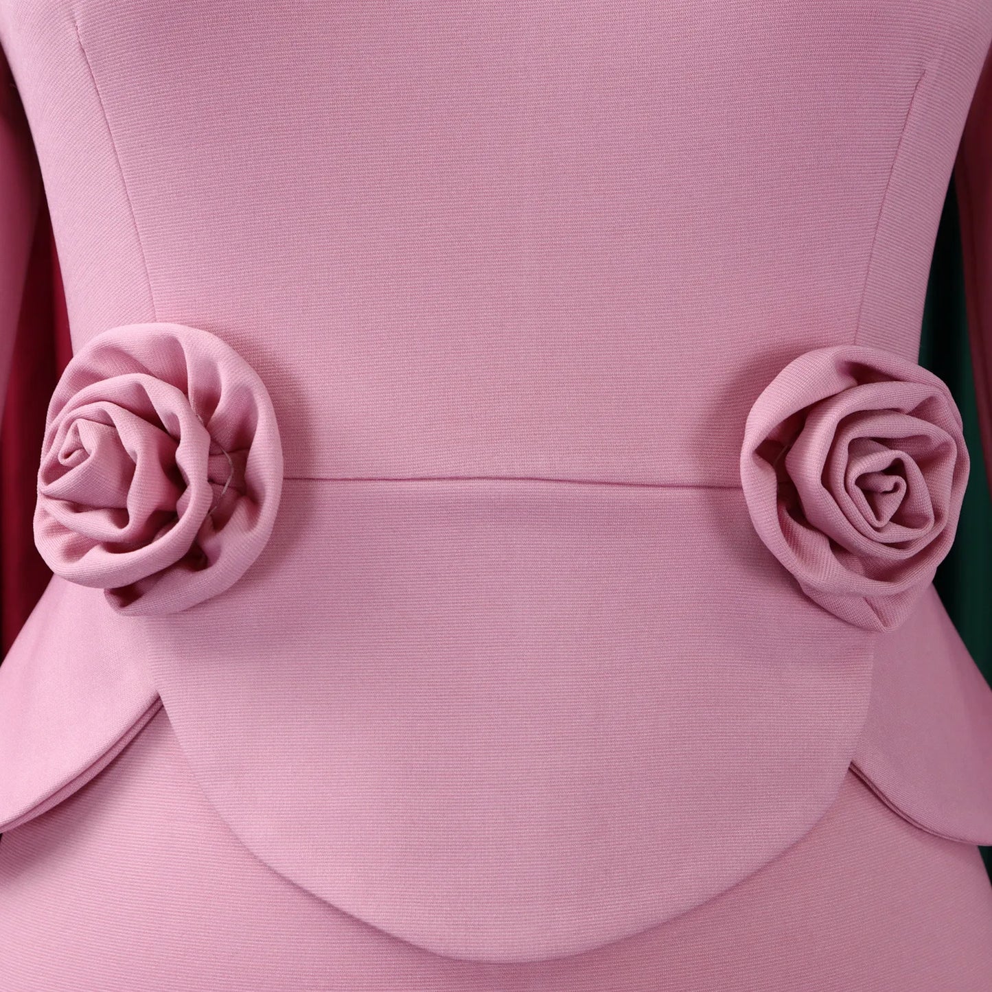 Full Sleeve Floral Decorated Solid Sheath Dress Dress