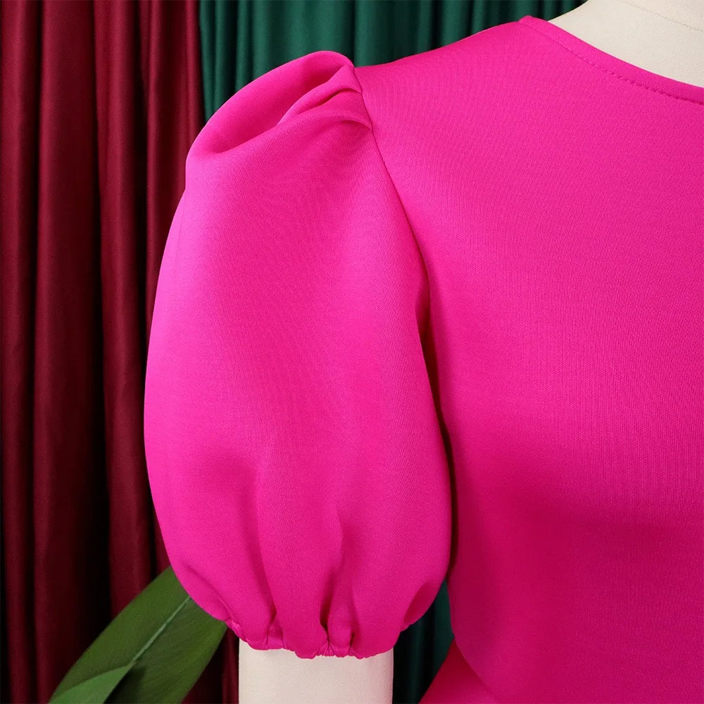O Neck Short Sleeve Party Dress