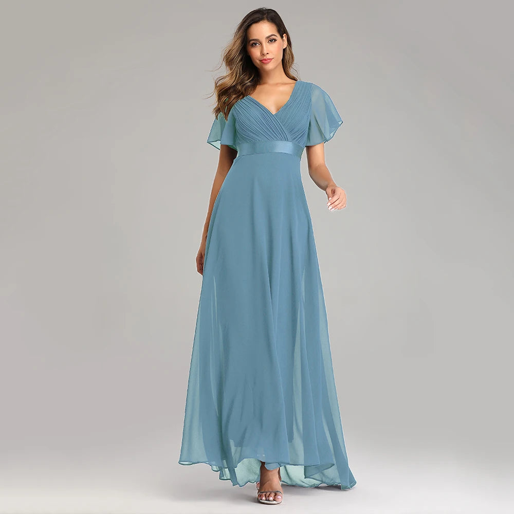 Elegant V-Neck Chiffon Gown