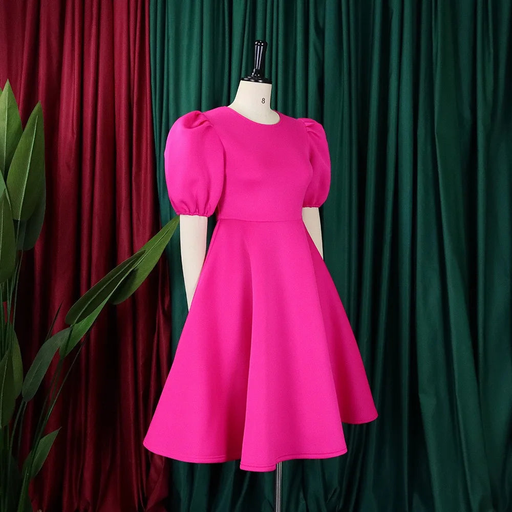 O Neck Short Sleeve Party Dress