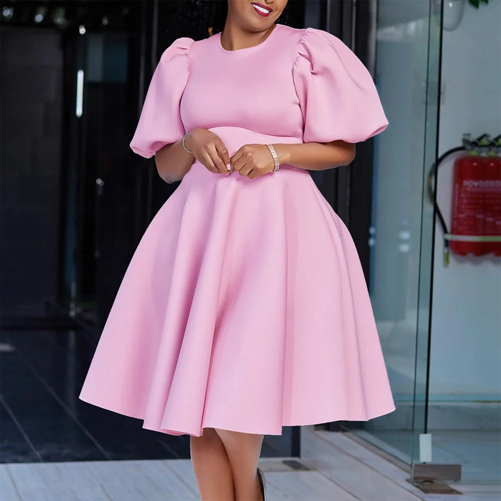 O Neck Short Sleeve Party Dress
