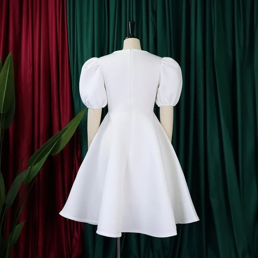 O Neck Short Sleeve Party Dress