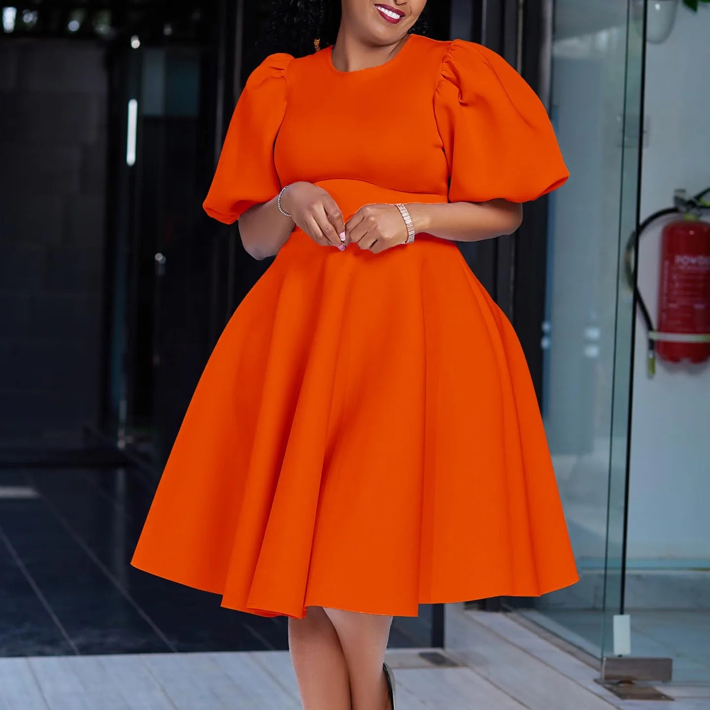 O Neck Short Sleeve Party Dress