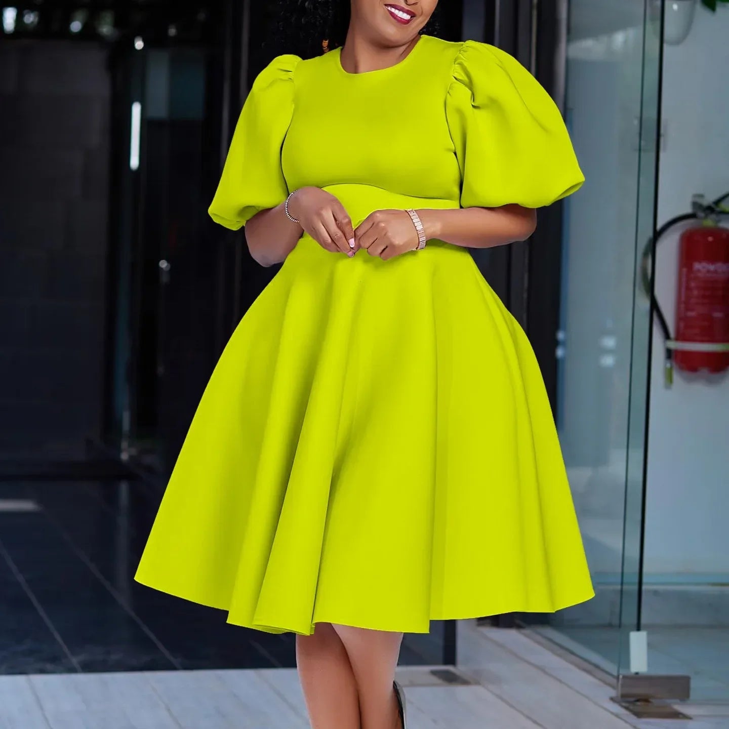 O Neck Short Sleeve Party Dress