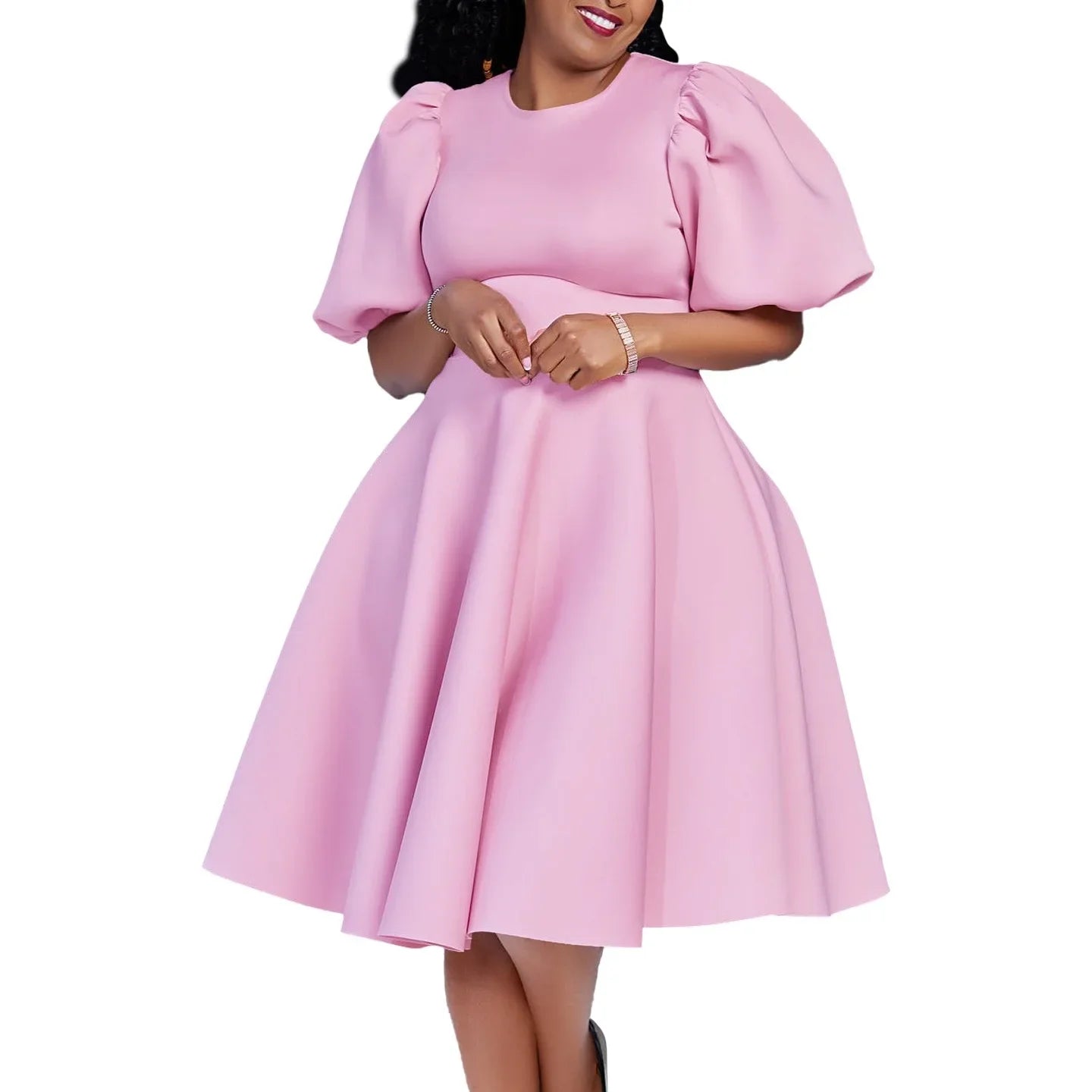 O Neck Short Sleeve Party Dress