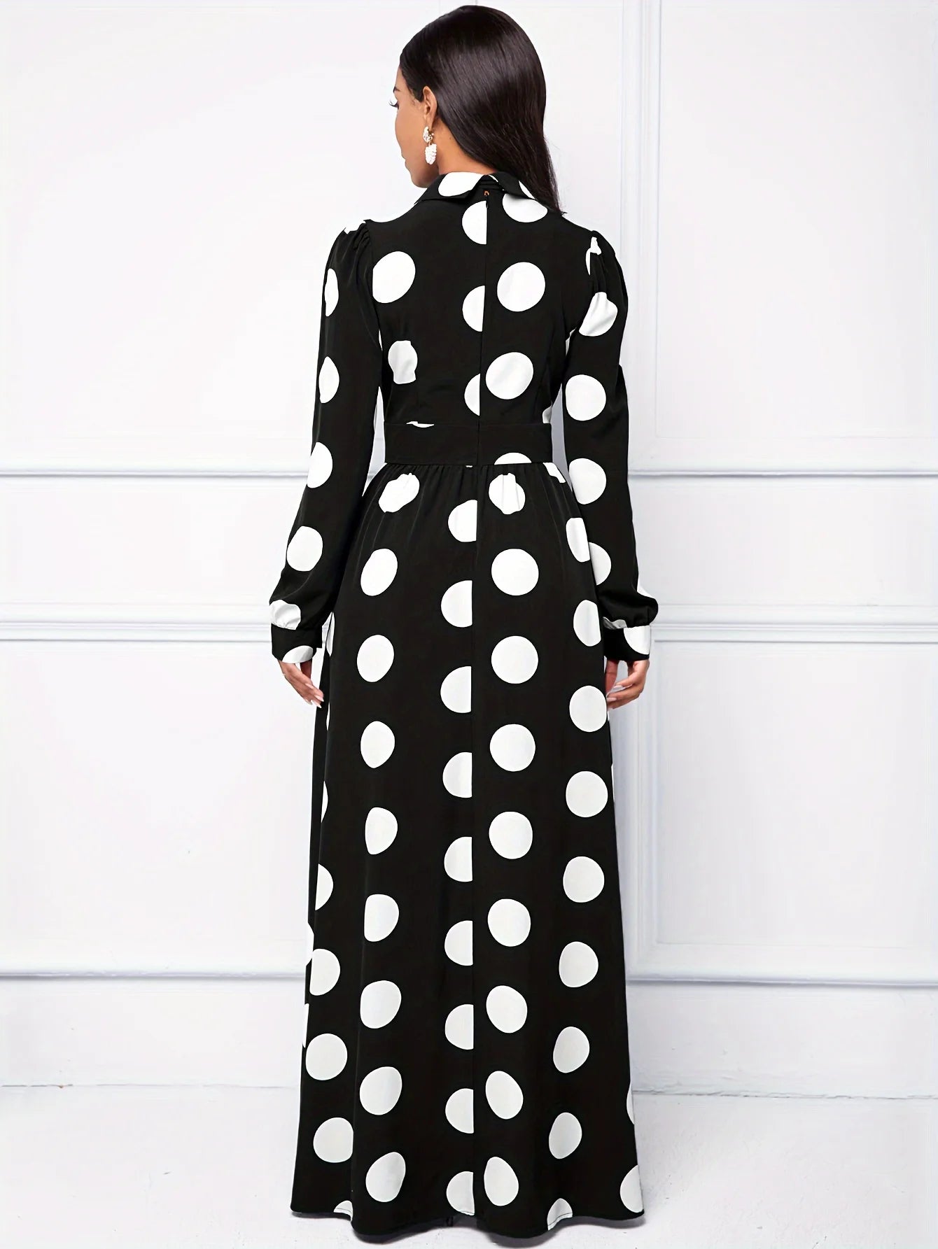 Long Sleeve Polka Dot Maxi Dress