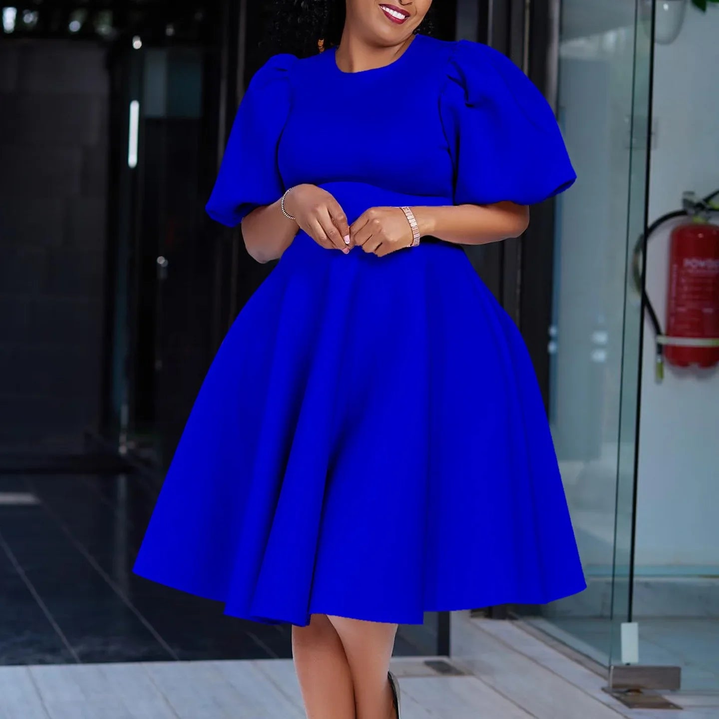 O Neck Short Sleeve Party Dress