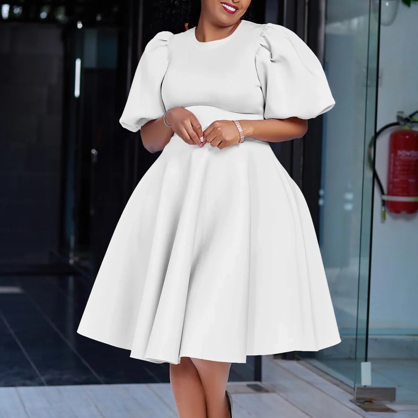O Neck Short Sleeve Party Dress