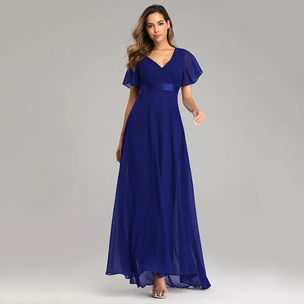 Elegant V-Neck Chiffon Gown