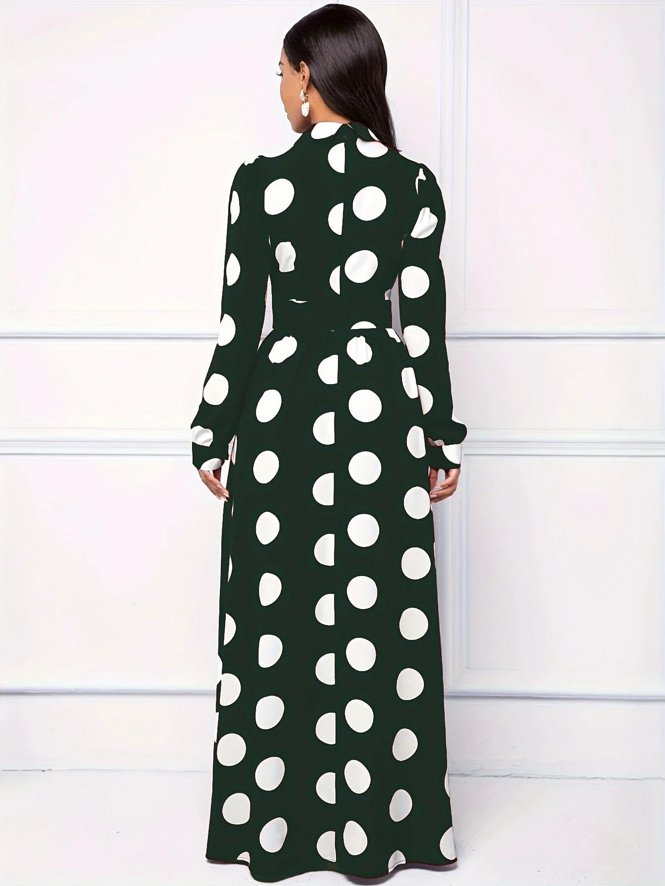 Long Sleeve Polka Dot Maxi Dress