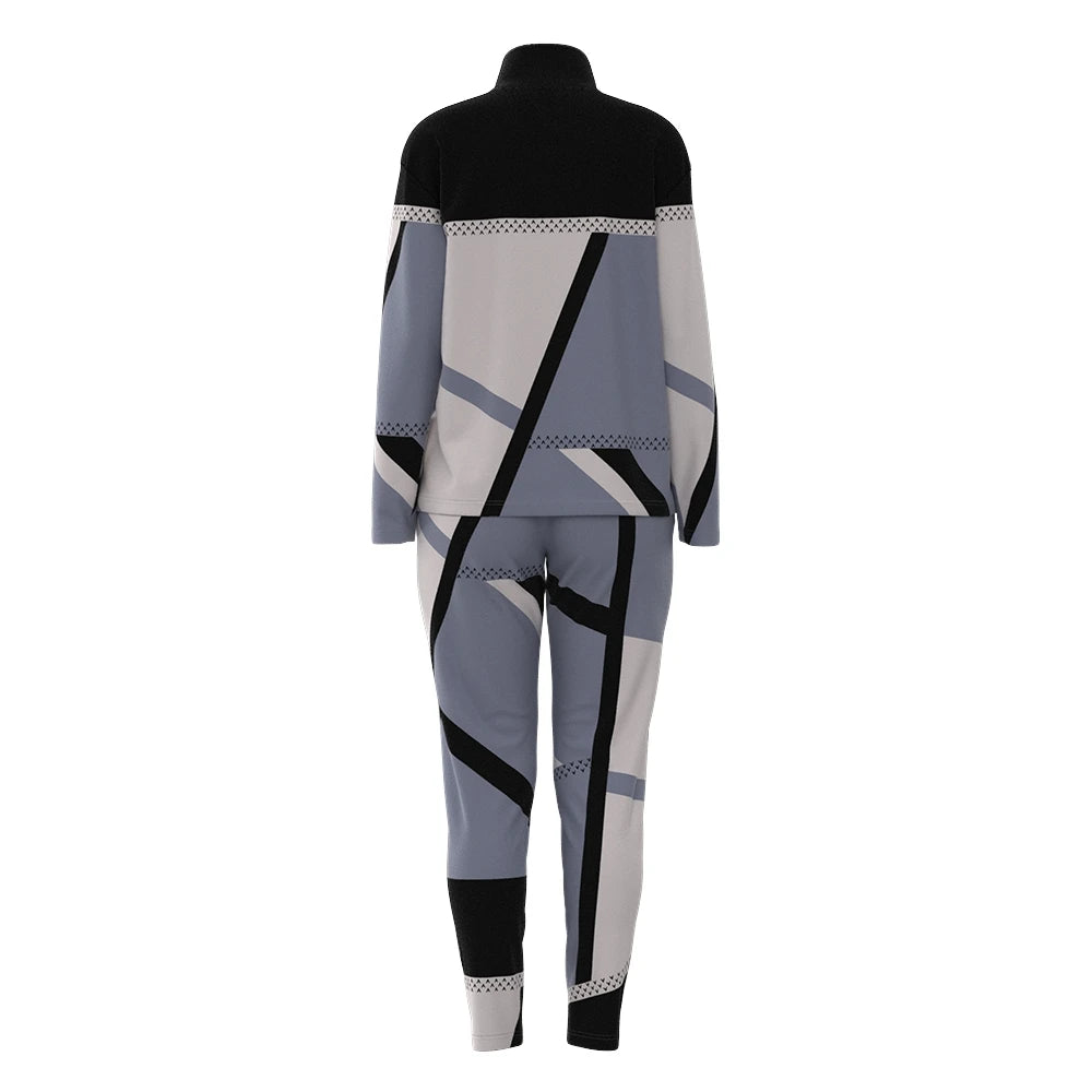 Casual Geometric Print Long Sleeve Two Piece Sets