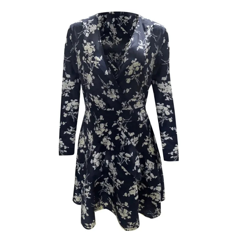 Long Sleeve Bohemian Print Sheer Mesh Dress
