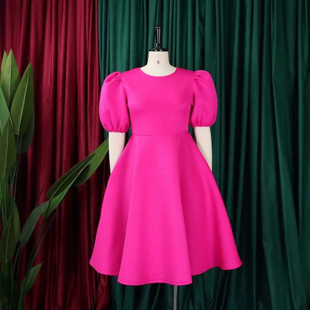 O Neck Short Sleeve Party Dress
