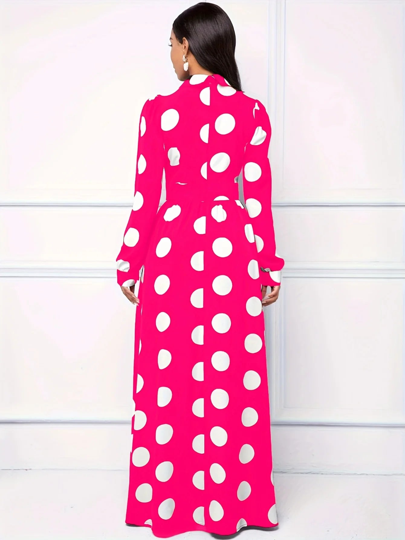 Long Sleeve Polka Dot Maxi Dress