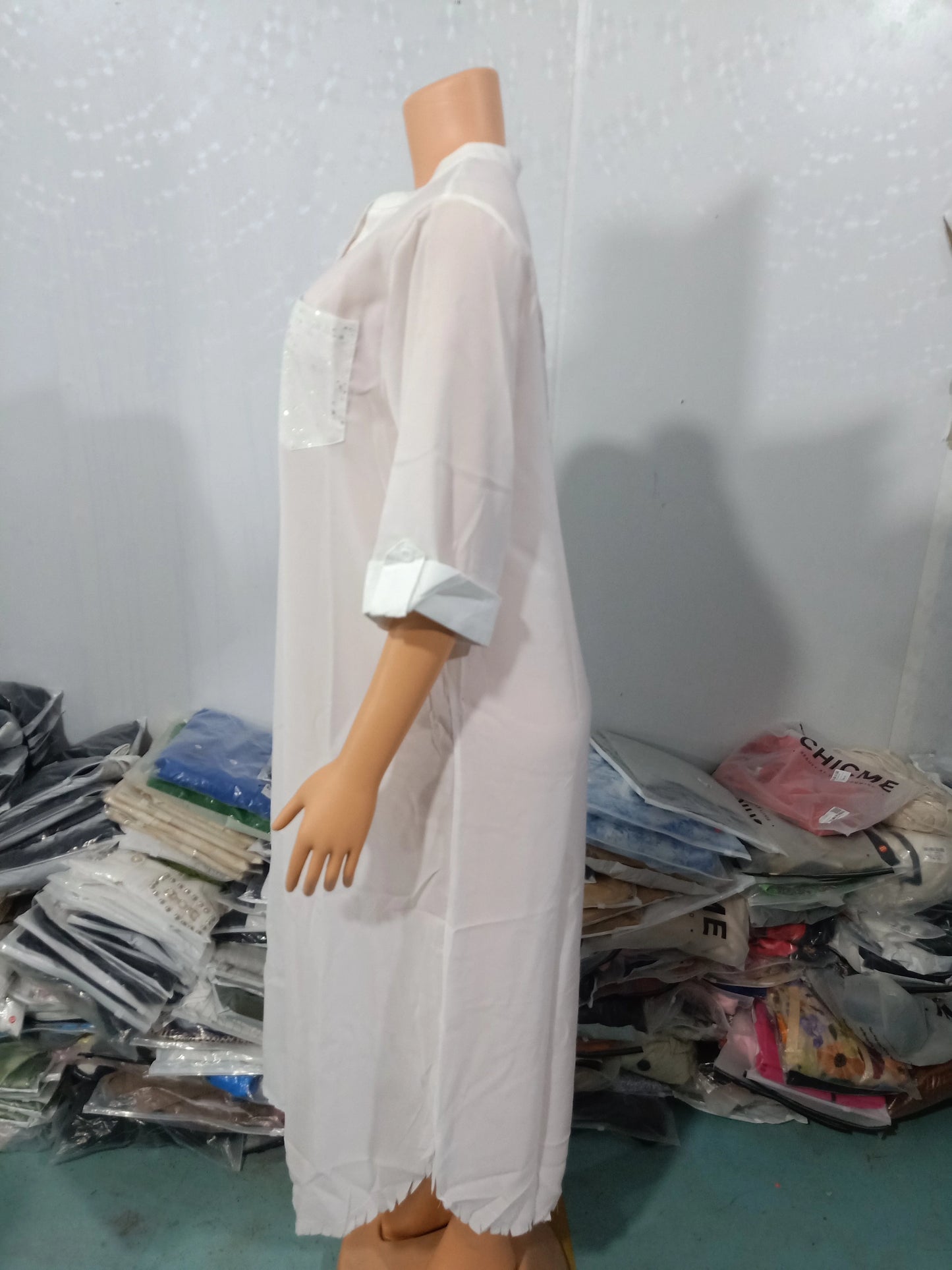 Long Sleeve Single Breasted Shirt Dress