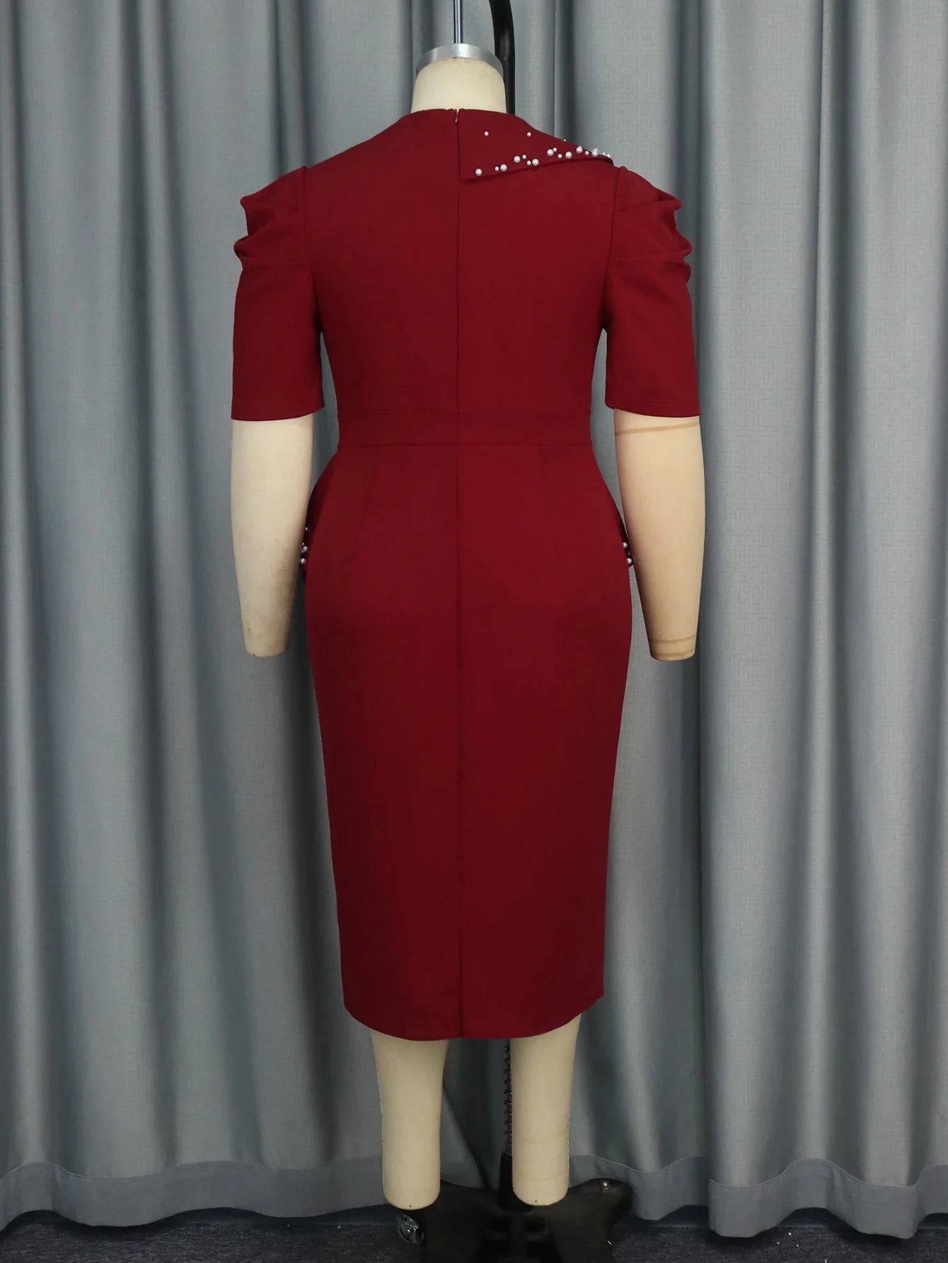 Beaded Half Sleeve Peplum Dress
