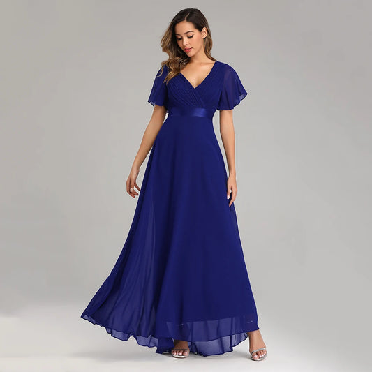 Elegant V-Neck Chiffon Gown