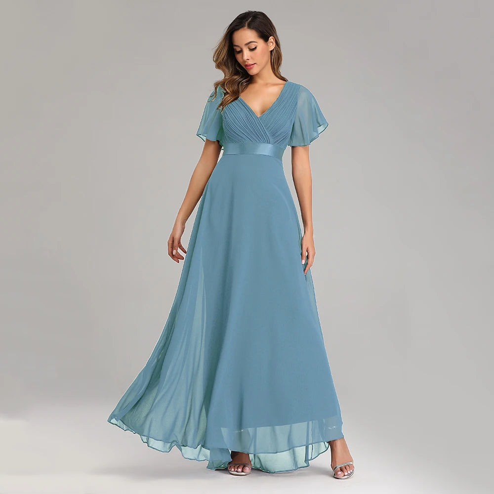 Elegant V-Neck Chiffon Gown